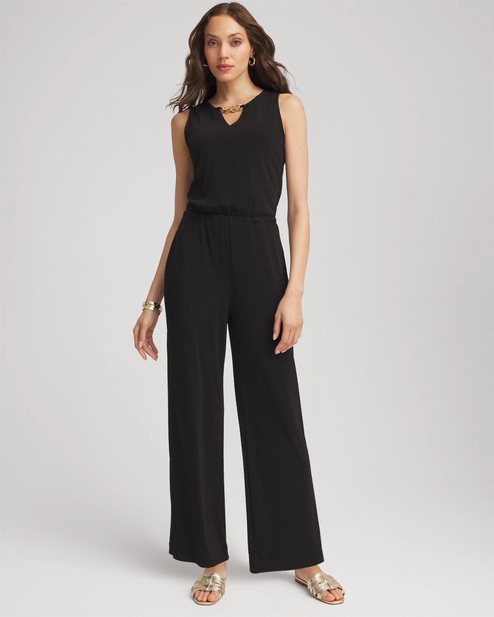 Travelers™ Jersey Knit Chain-Trim Jumpsuit | Chico's
